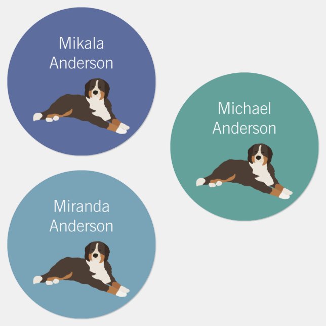 Bernese Mountain Dog colours waterproof label (Group)