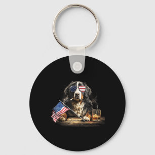 Bernese Mountain Dog Dad Patriotic Aamerican Flag Key Ring