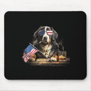 Bernese Mountain Dog Dad Patriotic Aamerican Flag Mouse Pad