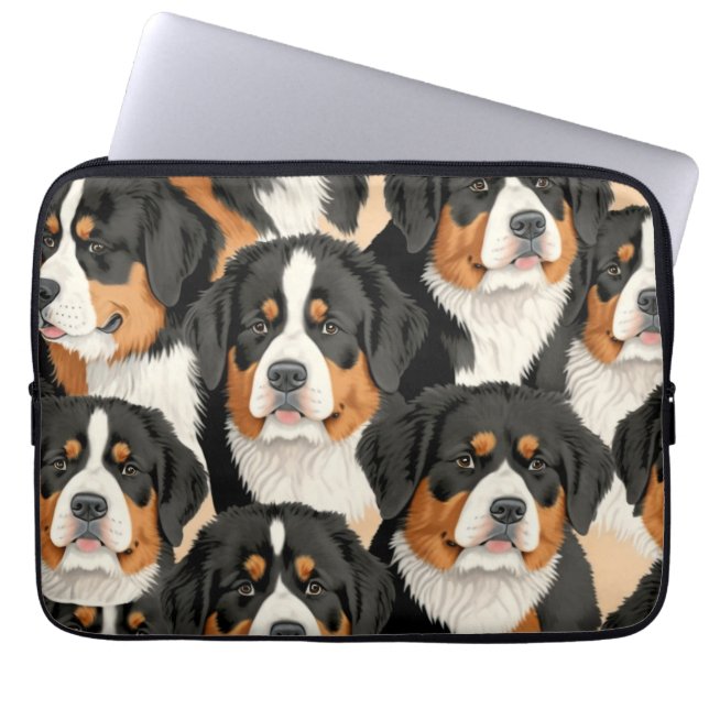 Bernese Mountain Dog Decorative Seamless Pattern Laptop Sleeve (Front)
