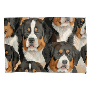 Bernese Mountain Dog Decorative Seamless Pattern Pillowcase