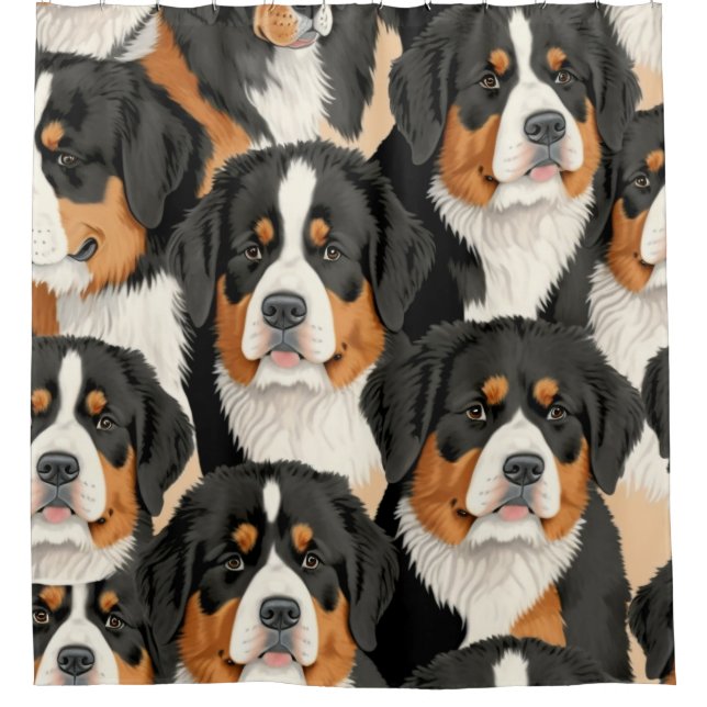Bernese Mountain Dog Decorative Seamless Pattern Shower Curtain (Front)