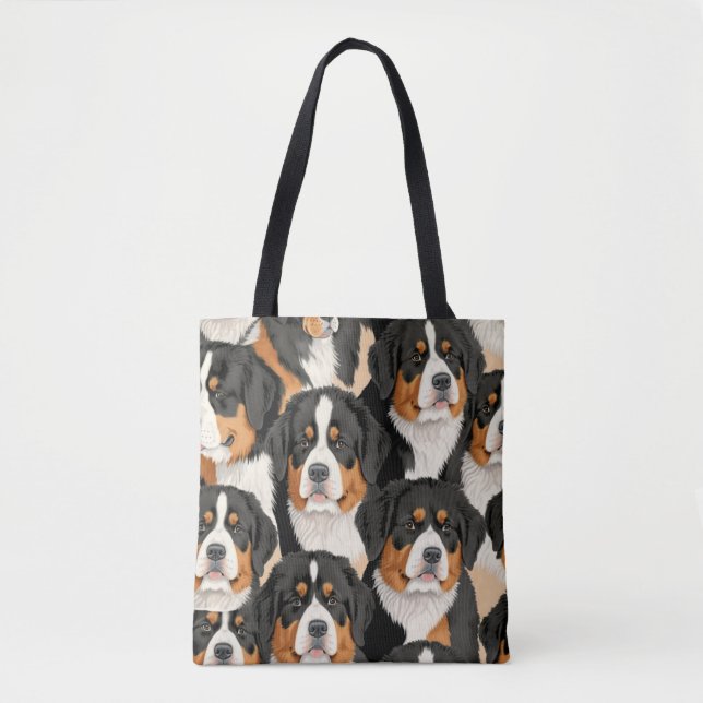 Bernese Mountain Dog Decorative Seamless Pattern Tote Bag (Front)