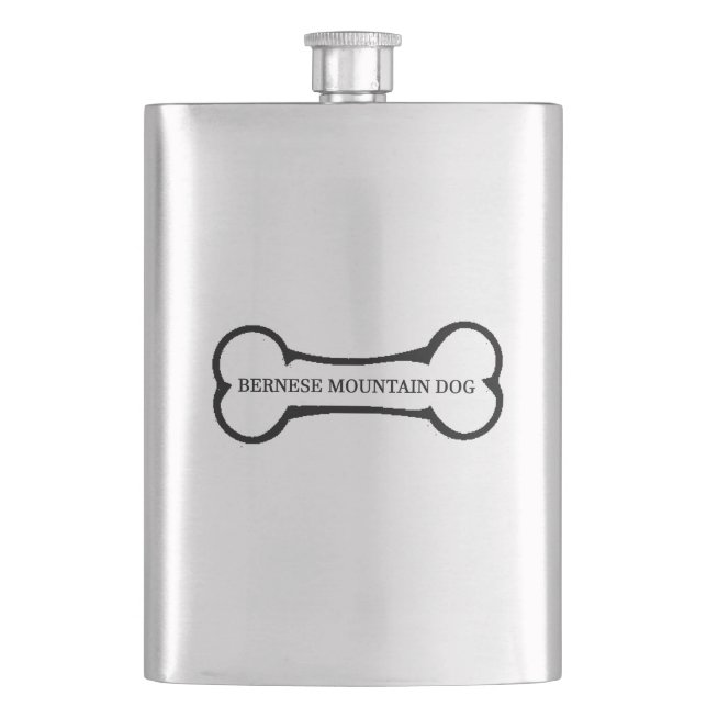 bernese mountain dog dog bone hip flask (Front)