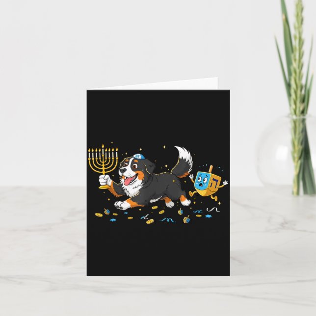 Bernese Mountain Dog Dreidel Menorah Hanukkah Wome Card (Front)