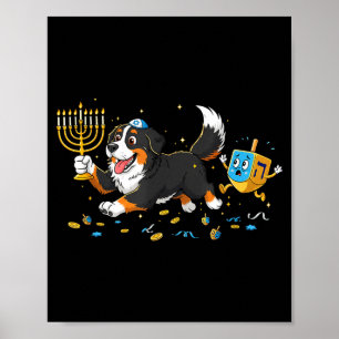 Bernese Mountain Dog Dreidel Menorah Hanukkah Wome Poster