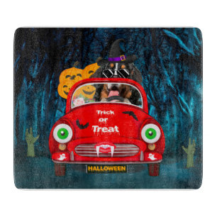 Bernese Mountain Dog Driving Car Scary Halloween Cutting Board