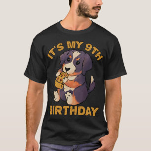Bernese Mountain Dog Eating Pizza It's My 9th Birt T-Shirt
