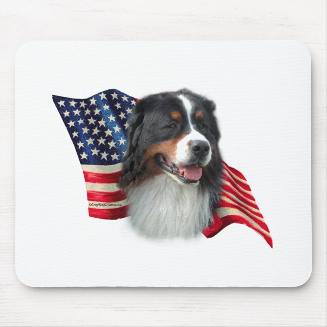 Bernese Mountain Dog Flag Mouse Pad (Front)