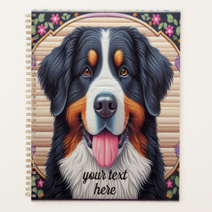 Bernese Mountain Dog Floral Colourful Border Planner