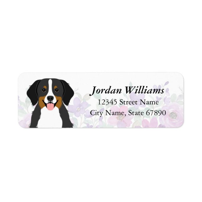 Bernese Mountain Dog Flowers Address Labels (Front)