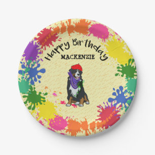 Bernese Mountain Dog Fun Art Birthday Party       Paper Plate