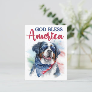 Bernese Mountain Dog, God Bless America Postcard