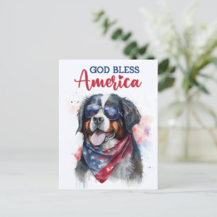 Bernese Mountain Dog, God Bless America Postcard