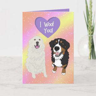 Bernese Mountain Dog Great Pyrenees Valentines Day Thank You Card
