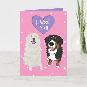 Bernese Mountain Dog Great PyreneesValentines Day Thank You Card
