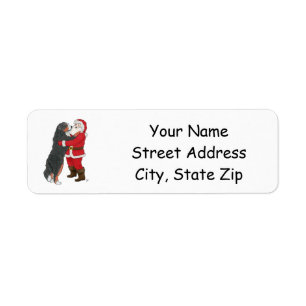 Bernese Mountain Dog Greeting Santa Return Address Label
