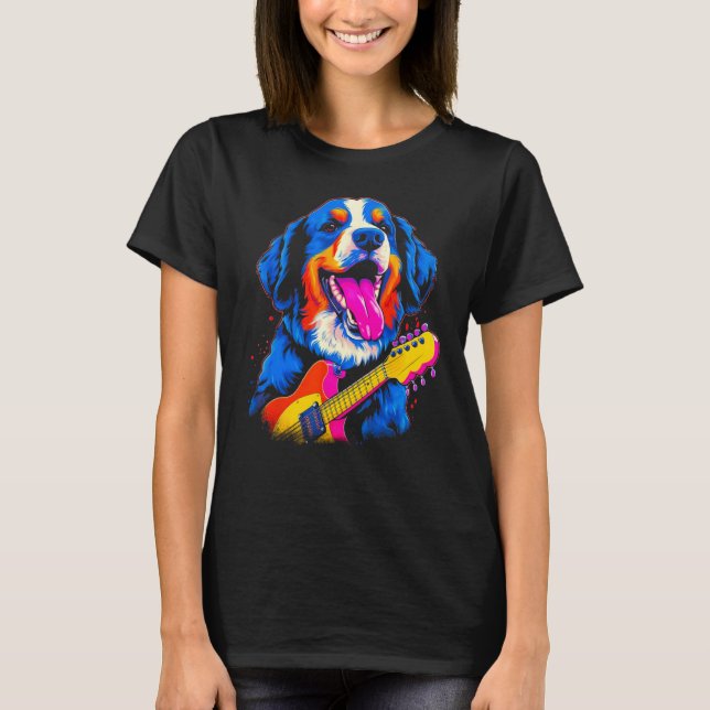 Bernese Mountain Dog Guitar T-Shirt (Front)