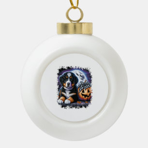 Bernese Mountain Dog Halloween Ceramic Ball Christmas Ornament