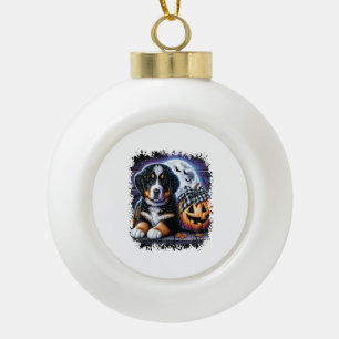 Bernese Mountain Dog Halloween Ceramic Ball Christmas Ornament