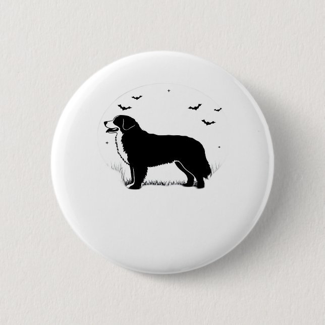 Bernese Mountain Dog – Halloween Moon Silhouette O 6 Cm Round Badge (Front)