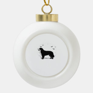 Bernese Mountain Dog – Halloween Moon Silhouette O Ceramic Ball Christmas Ornament