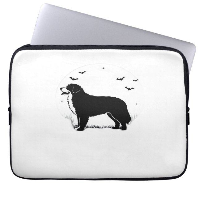 Bernese Mountain Dog – Halloween Moon Silhouette O Laptop Sleeve (Front)