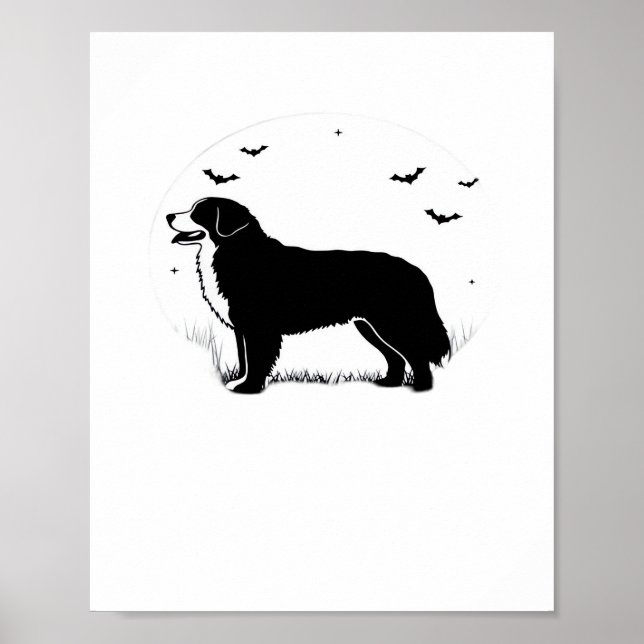 Bernese Mountain Dog – Halloween Moon Silhouette O Poster (Front)