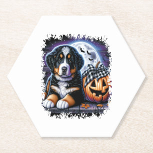 Bernese Mountain Dog Halloween Paper Coaster