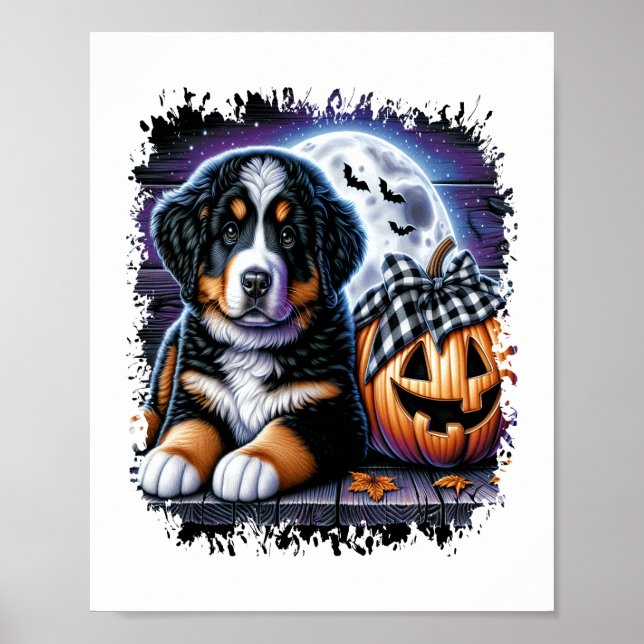 Bernese Mountain Dog Halloween Poster (Front)