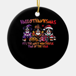 Bernese Mountain Dog Halloween Thanksgiving Christ Ceramic Ornament