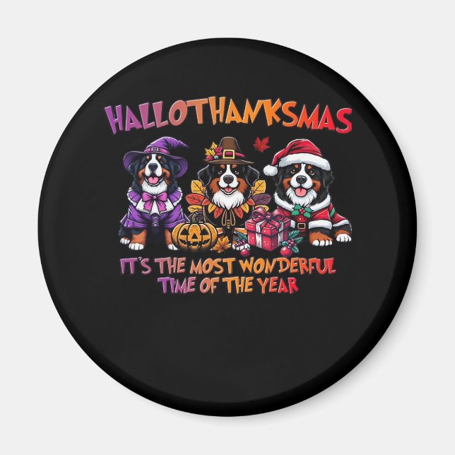 Bernese Mountain Dog Halloween Thanksgiving Christ Magnet (Front)