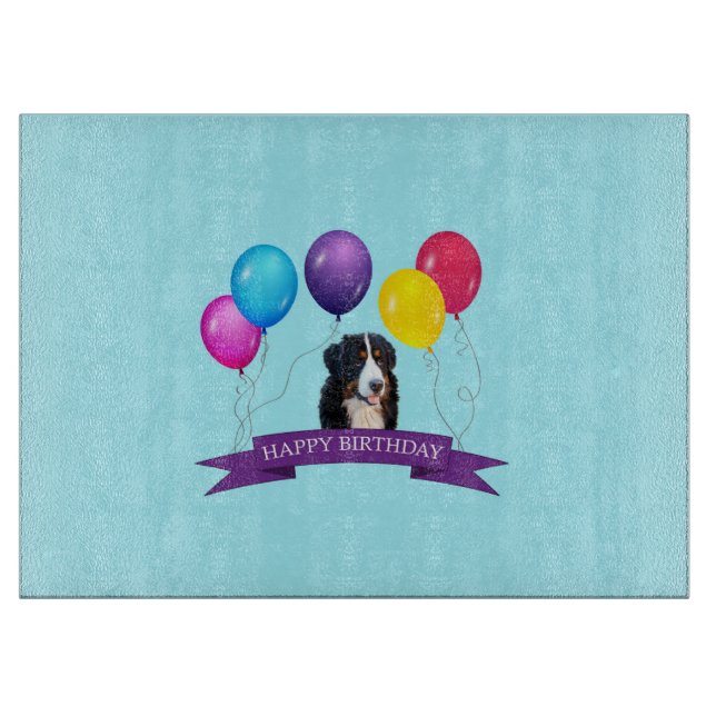 Bernese Mountain Dog Happy Birthday Cutting Board (Front)