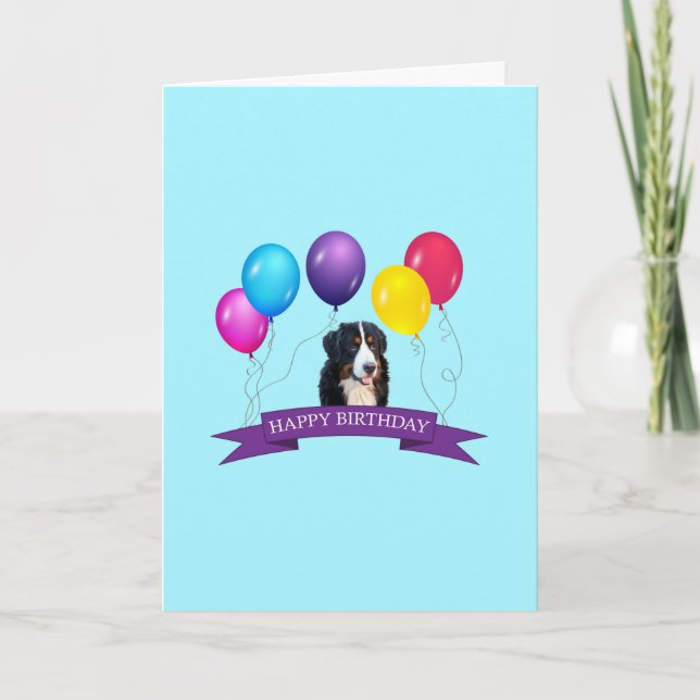 Bernese Mountain Dog Happy Birthday Greeting Card (Front)