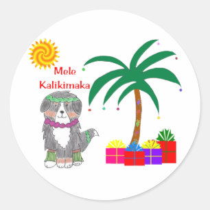 Bernese Mountain Dog Hawaiian Christmas Classic Round Sticker
