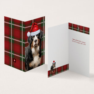 Bernese Mountain Dog Holiday Plaid Christmas Card