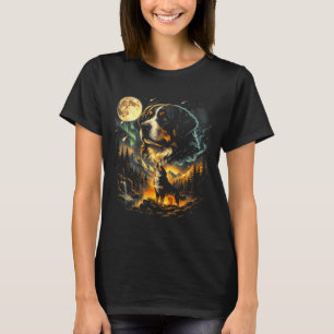 Bernese mountain dog howling moon vintage 90s dog T-Shirt