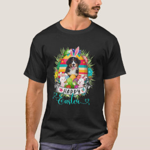 Bernese Mountain Dog In Easter Eggs Basket Happy E T-Shirt