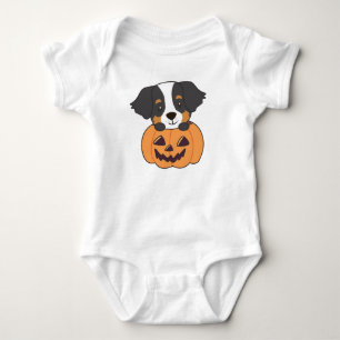 Bernese Mountain Dog In Pumpkin Dogs Happy Baby Bo Bodysuit