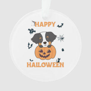 Bernese Mountain Dog In Pumpkin Dogs Happy Ornament
