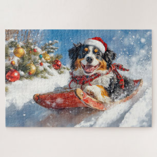 Bernese Mountain Dog in Sledge Christmas Jigsaw Puzzle
