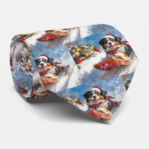Bernese Mountain Dog in Sledge Christmas Tie