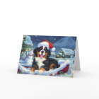 Bernese Mountain Dog in Sleigh Snow Christmas
