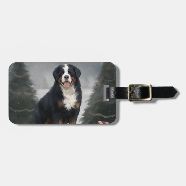 Bernese Mountain Dog in Snow Christmas  Luggage Tag (Front Horizontal)