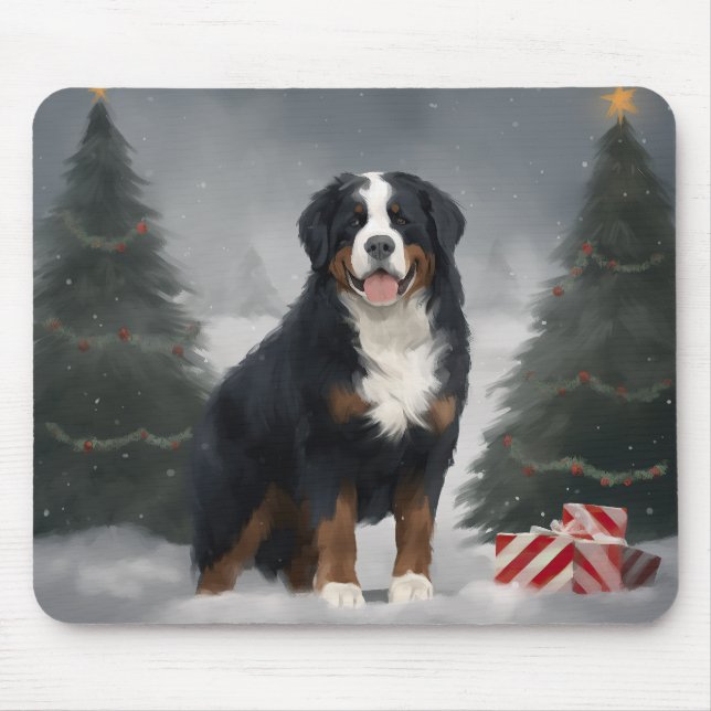 Bernese Mountain Dog in Snow Christmas  Mouse Pad (Front)