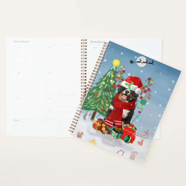 Bernese Mountain Dog in Snow with Christmas Gifts  Planner (Display)