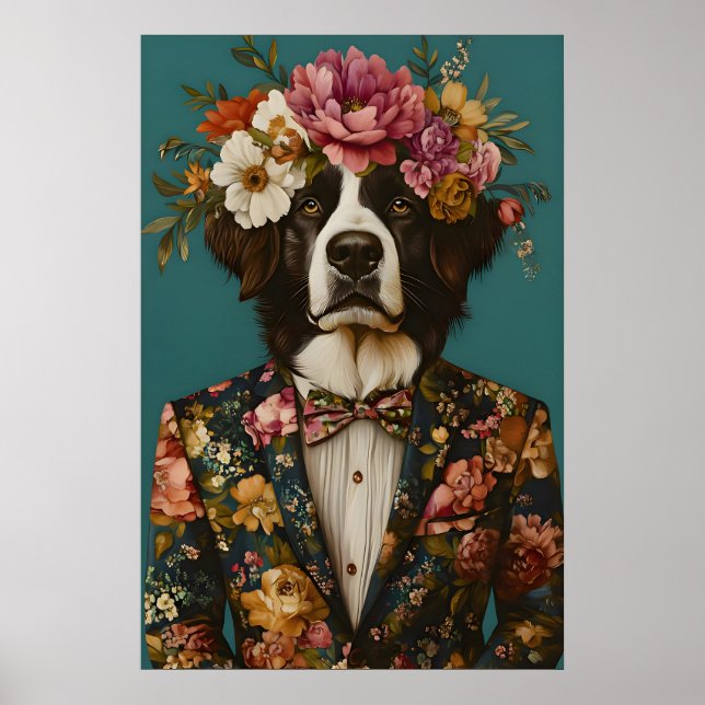 Bernese Mountain Dog In Suit Poster, Bernese Poster (Front)