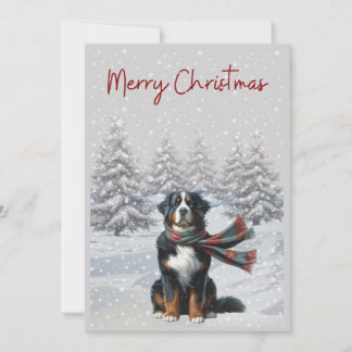 Bernese Mountain Dog in the Snow Christmas card