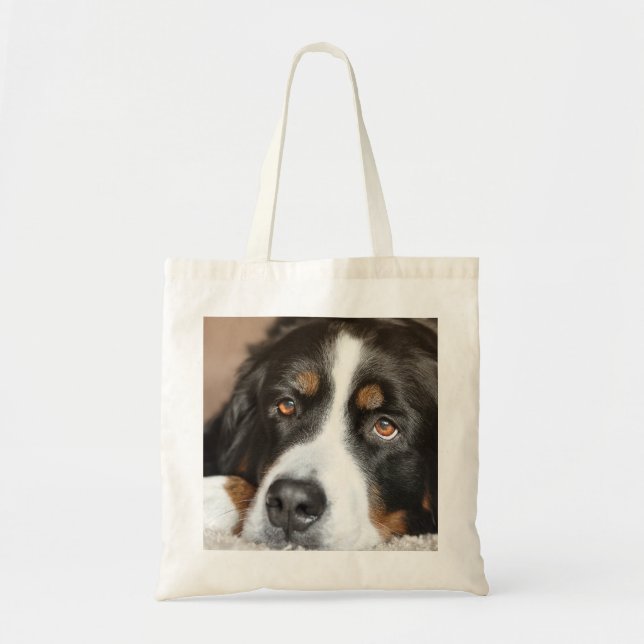 bernese mountain dog laying tote bag (Front)