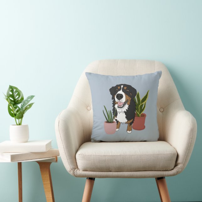 Bernese Mountain Dog  light blue Cushion (Chair)